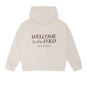 Back of Women’s Classic Hoodie in beige