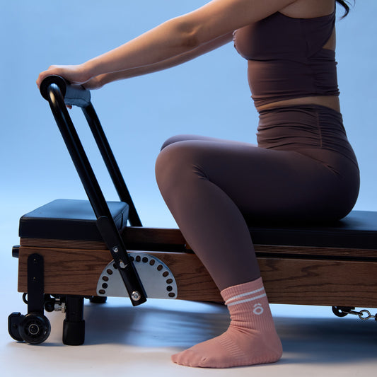 ÔWEAR Crew Sporty Stripes Pilates Grip Socks - Rose Pink