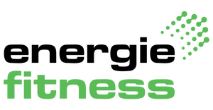 Energie Fitness logo featuring sleek lettering and dynamic green dots, representing fitness and energy.
