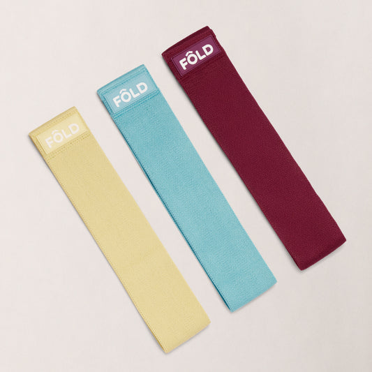 Pilates Widerstandsband-Set – Gelb, Blau, Magenta