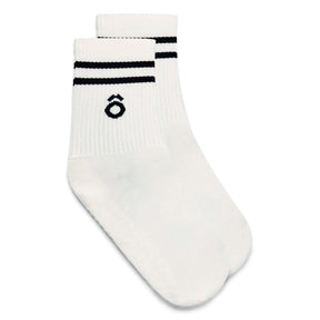 White socks with black stripes on a white background