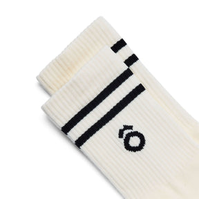 Crew Sporty Stripes Pilates Grip Socks - White close-up of soft cotton design with black stripes