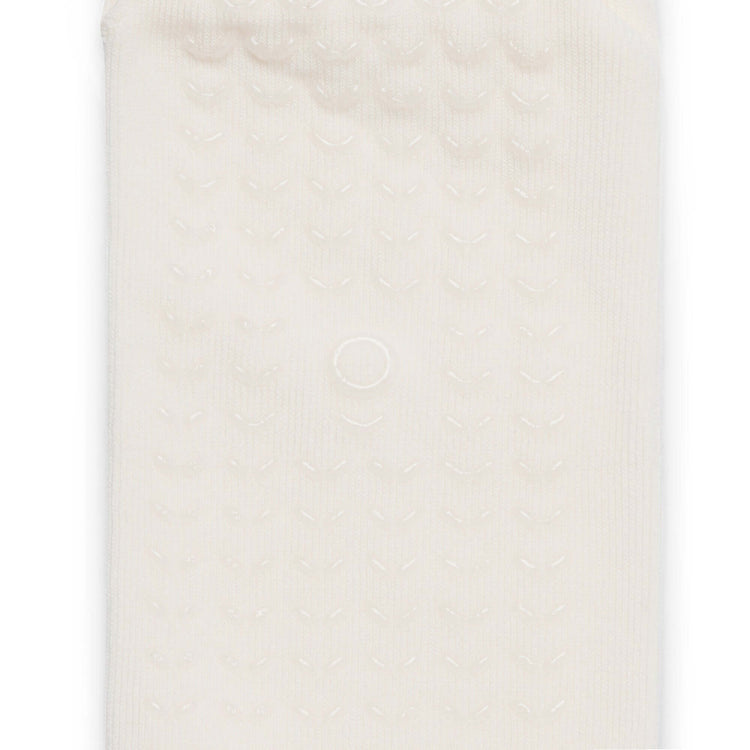 Crew Sporty Stripes Pilates Grip Socks - White with non-slip grip design for enhanced control during workouts.