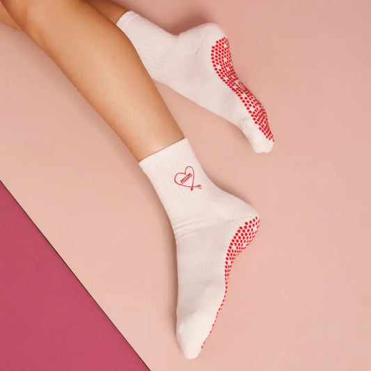 MoveActive Crew Non Slip Grip Socks - Love Note