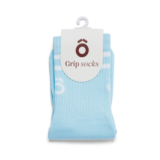 ÔWEAR Crew Sporty Stripes Pilates Grip Socks - Celestial Blue