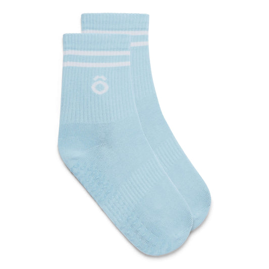 ÔWEAR Crew Sporty Stripes Pilates Grip Socks - Celestial Blue