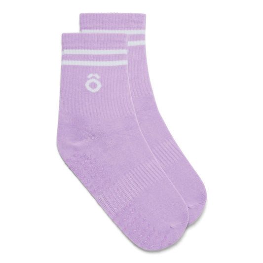 ÔWEAR Crew Sporty Stripes Pilates Grip Socks - Thistle