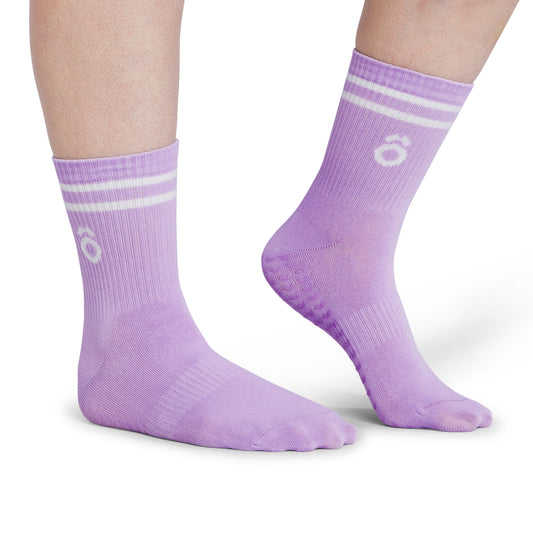 ÔWEAR Crew Sporty Stripes Pilates Grip Socks - Thistle