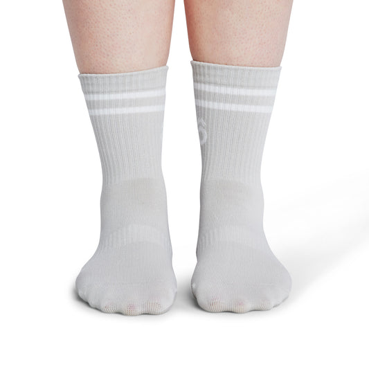 ÔWEAR Crew Sporty Stripes Pilates Grip Socks - Timber Wolf
